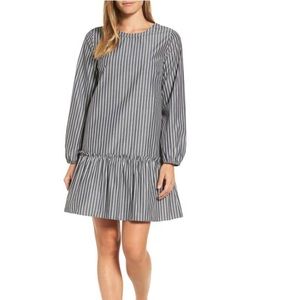 Striped poplin drop waist dress